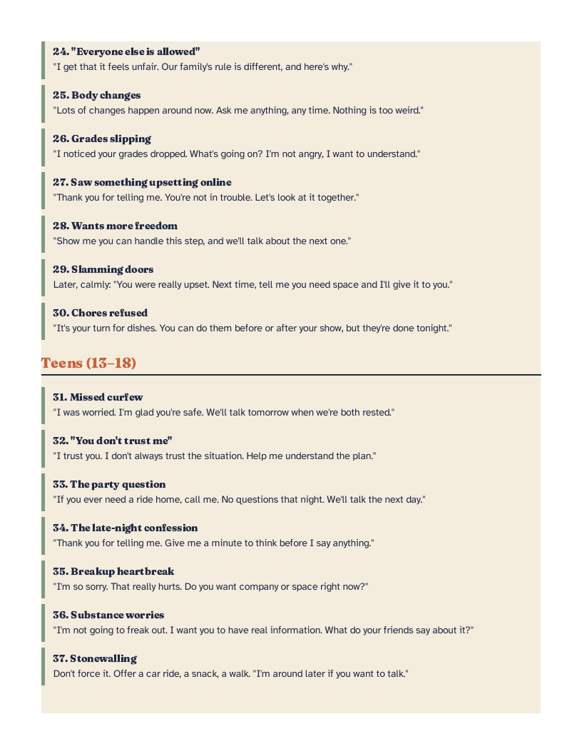 A page from the Age-by-Age Scripts pack